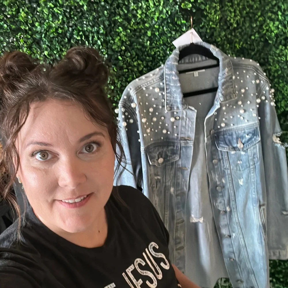 Distressed light blue Denim Jacket. New with tags from my boutique. - Picture 1 of 4